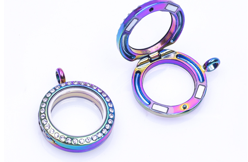 FASHION Living Memory Floating Charm Crystal Glass Round Locket Pendant Necklace