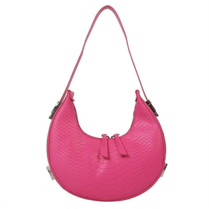 Women's Crocodile Stripe Double Zipper Fashion Personality Underarm Shoulder Bag