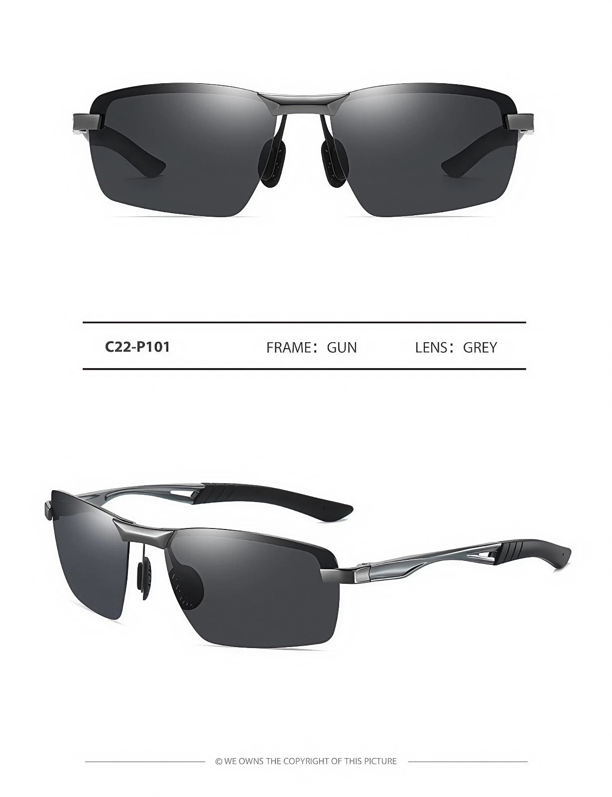 Men Sport Driving Fishing Cycling Polarized Anti Glare UV400 Rimless Sunglasses #3391
