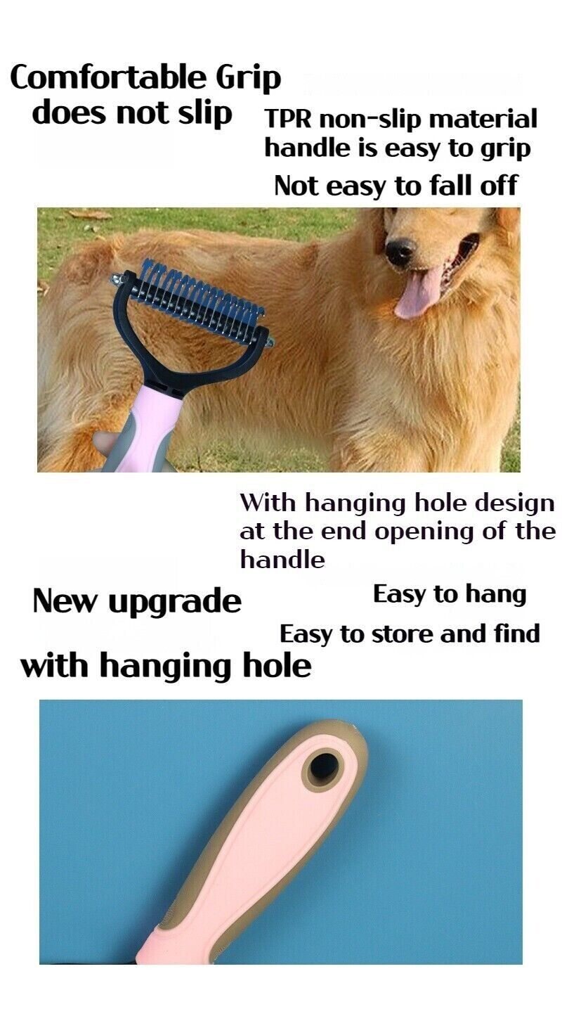 Pet Double-Sid Grooming Comb Brush Undercoat Rake Dematting Trimmer Dog Cat Tool