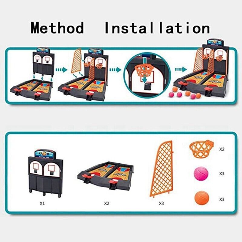 Mini Basketball Shooting Game Toy Desktop Indoor Table Games Set Kids Boys Gift