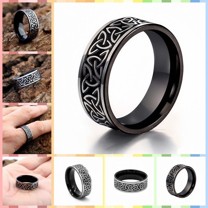 Men Viking-Inspired Celtic Trinity Knot Ring Band Symbol of Protection & Loyalty R292