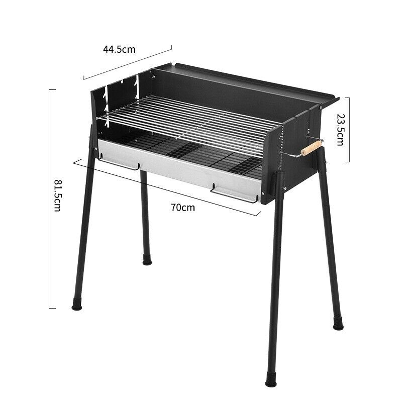 Large Windshield Charcoal BBQ Grill Portable Foldable Camping Outdoor Barbecue