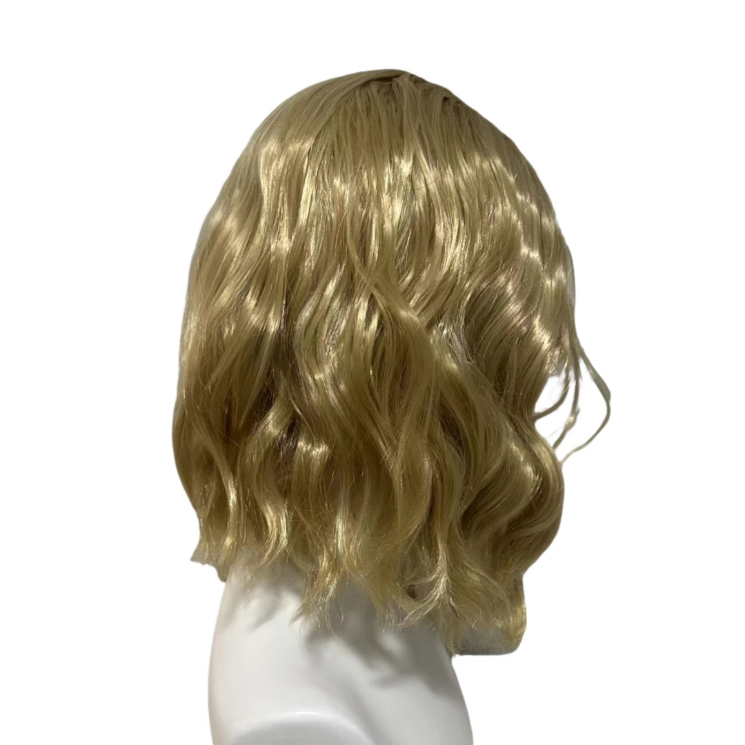 Women Shoulder Length Synthetic Hair with Middle Part Short Blonde Wavy Bob Wig # 1291