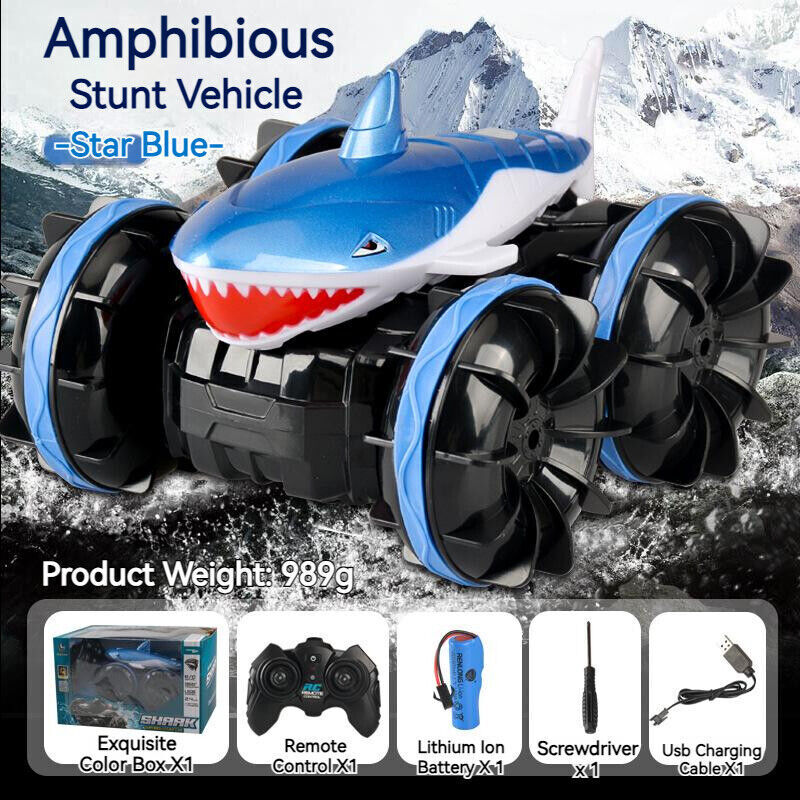 Amphibious Shark Stunt Car Remote Control Wireless Electric Toy Boy Kids Gift