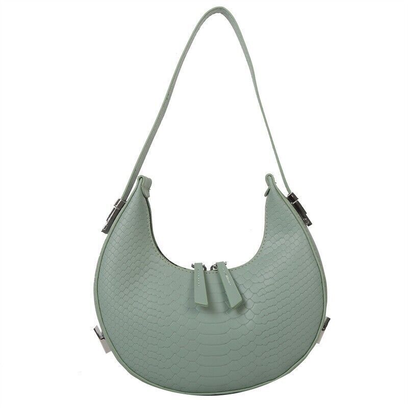 Women's Crocodile Stripe Double Zipper Fashion Personality Underarm Shoulder Bag