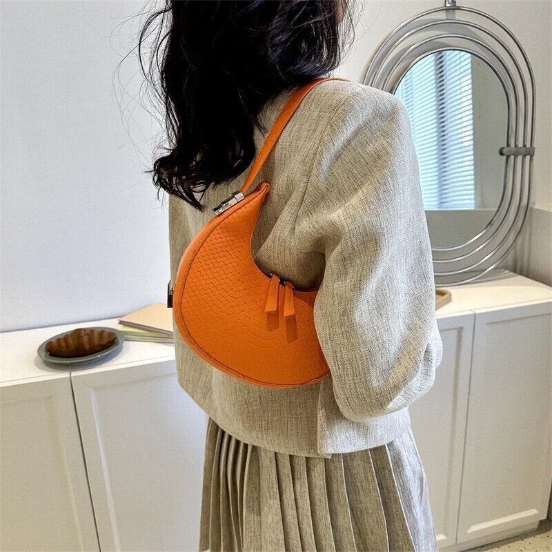 Women's Crocodile Stripe Double Zipper Fashion Personality Underarm Shoulder Bag