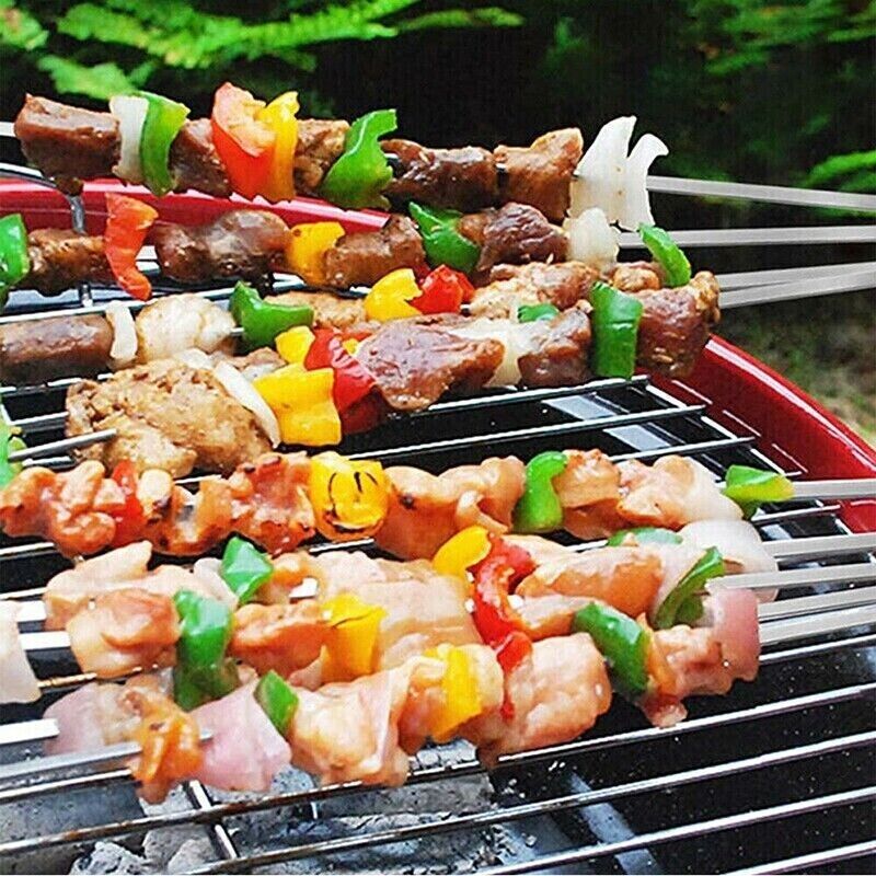 Kebab Stick 33.5CM Stainless Steel Barbecue Metal Skewers Flat Needle BBQ Tool