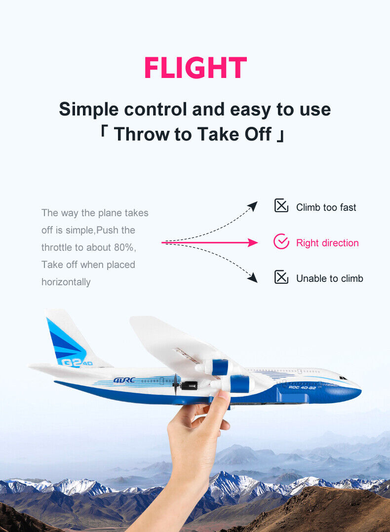 G2 Waterproof 2CH 2.4GHz Aircraft Model Toy RC Plane Remote Control Airplane
