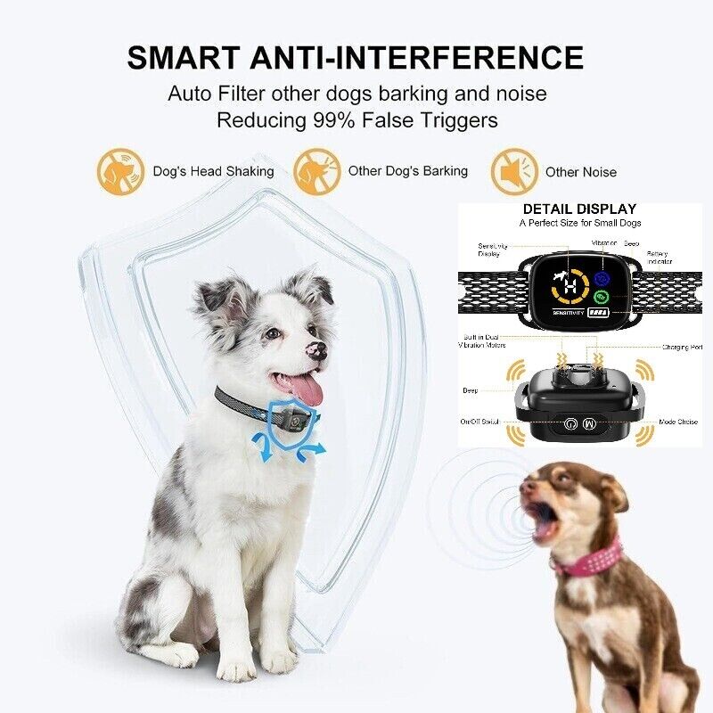 Intelligent Color Screen Dog Training Anti Bark Collar Rechargeable Stop Bark