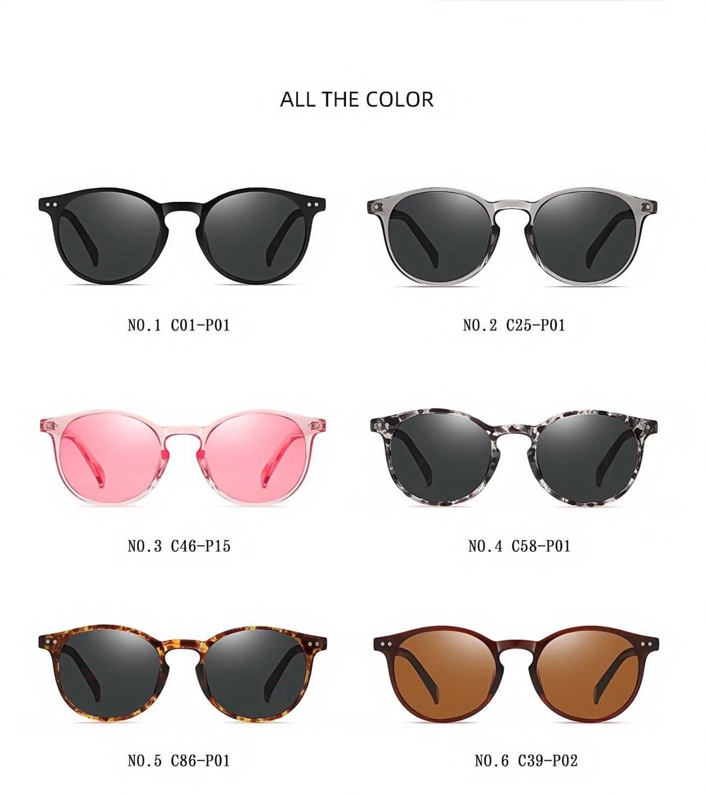 Women Lightweight Polarized Beach Round Driving Sunglasses UV400 Anti-Glare Lens # 3331