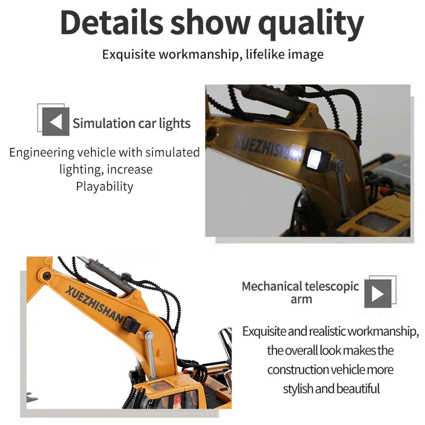 1:20 Alloy Crawler Excavator Digger Electric Toys Gift RC Remote Control for Boy