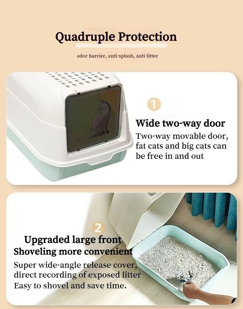 Large Space Fully Enclosed PP Resin Detachable Cat Litter Box Kitty Pet Toilet