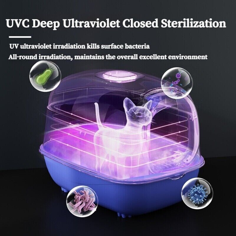 UVC Sterilization Fully Enclosed Cat Litter Box Pet Toilet Odour Control Basin