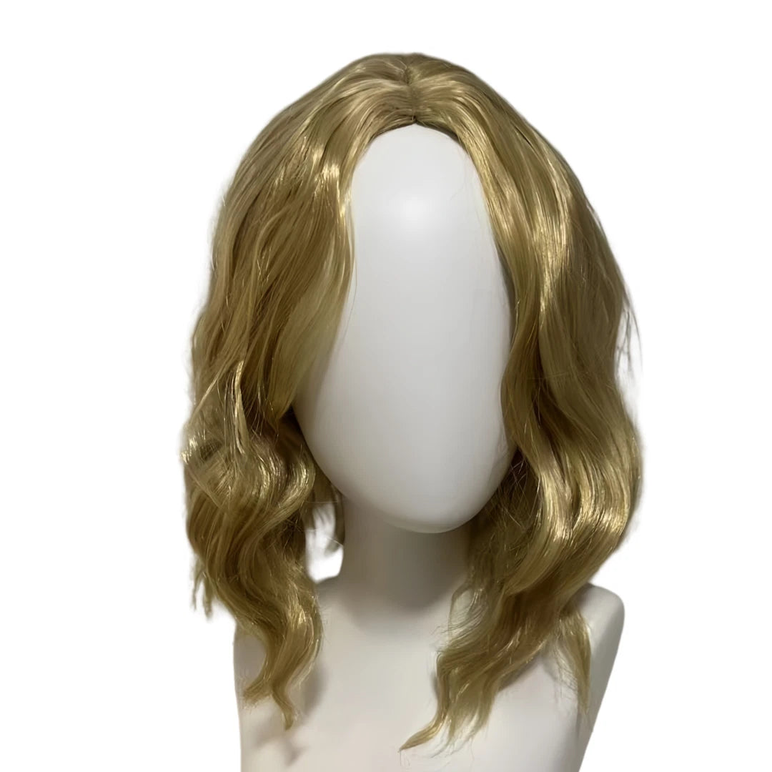 Women Shoulder Length Synthetic Hair with Middle Part Short Blonde Wavy Bob Wig # 1291
