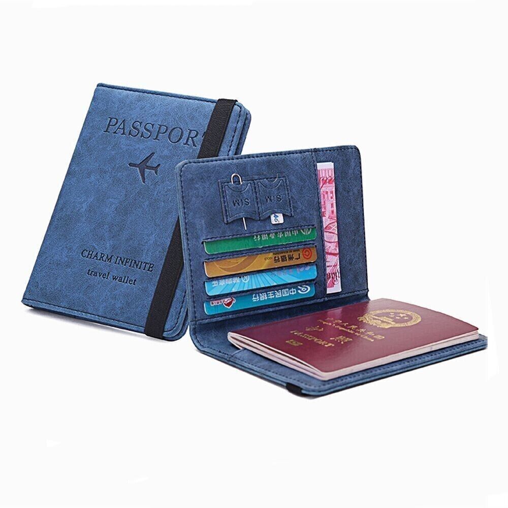 Anti-Magnetic Passport Wallet Holder RFID Blocking Slim ID Card Case Cover PU