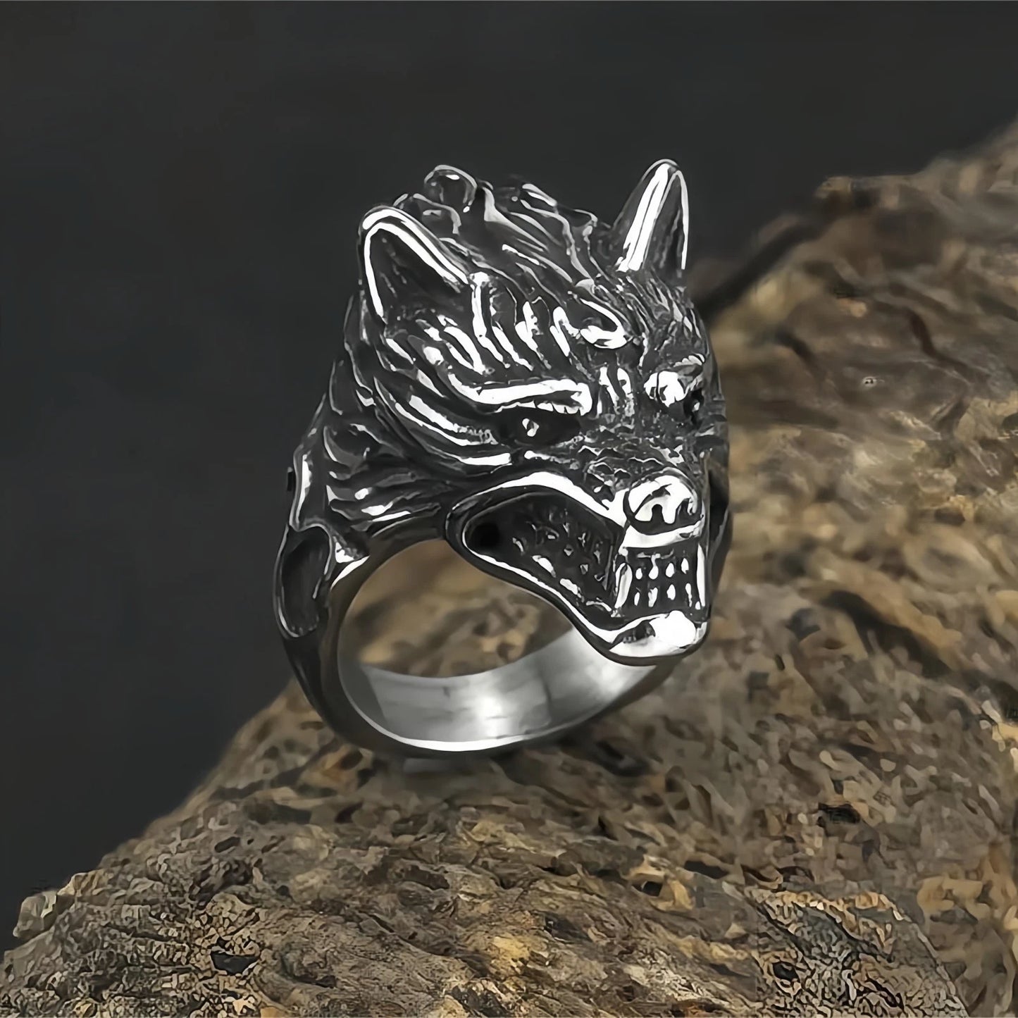 Men Fierce Wolf Head Ring Gothic Animal Totem Punk Norse Viking Band Biker Gift # R253