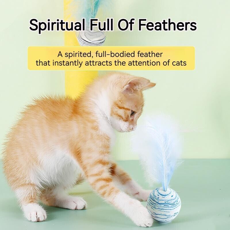 Pet Starry With Feather Toy Ball Toss Cat Interactive Play Relieve Boredom