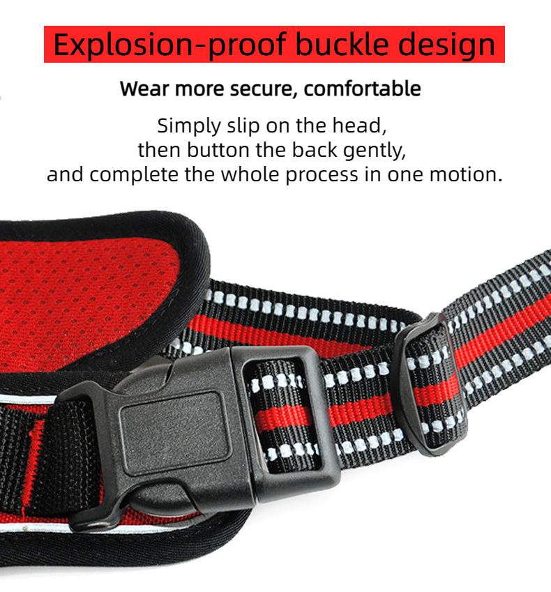 Explosion-proof Punch Dog Chest Strap Collar Buckle Lead Rope Reflective Vest