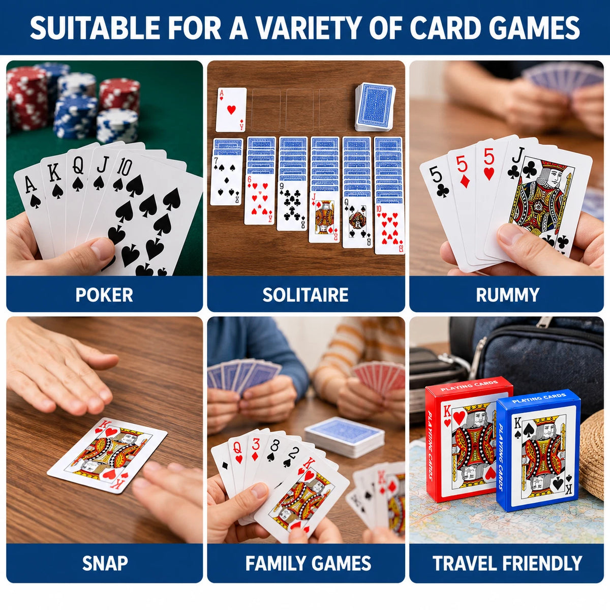 4 Pack Playing Cards Standard Deck 54 Cards Poker Solitaire Rummy Card Games