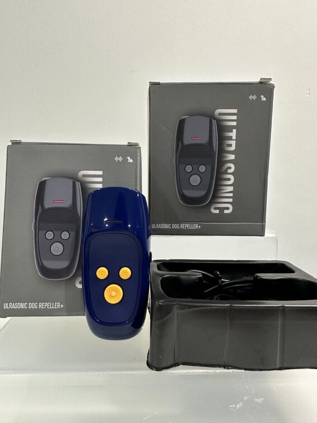 Pet Ultrasonic Anti-barking Dog Repeller Dog Handheld Trainer LED Black Blue