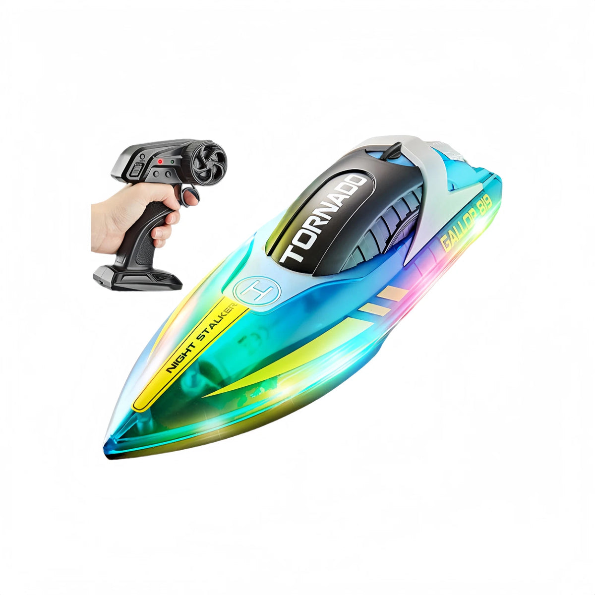 RC Speed Boat 2.4GHz Remote Control Dual Motor LED Lights Rechargeable Toys Boys