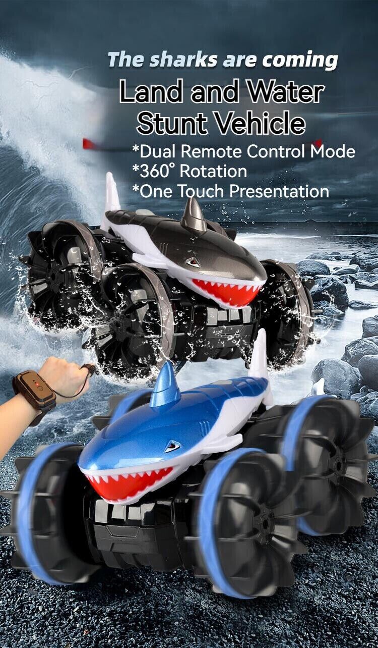 Amphibious Shark Stunt Car Remote Control Wireless Electric Toy Boy Kids Gift