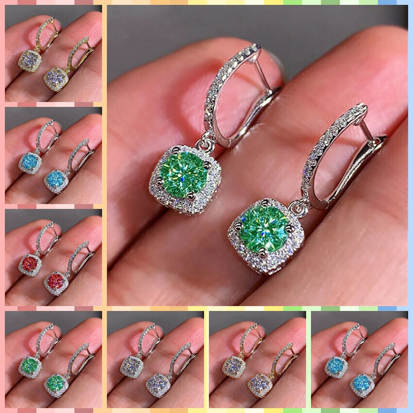 Women Crystal Zircon Earing Stud Drop Dangle Earrings Multicolour Party Jewelry
