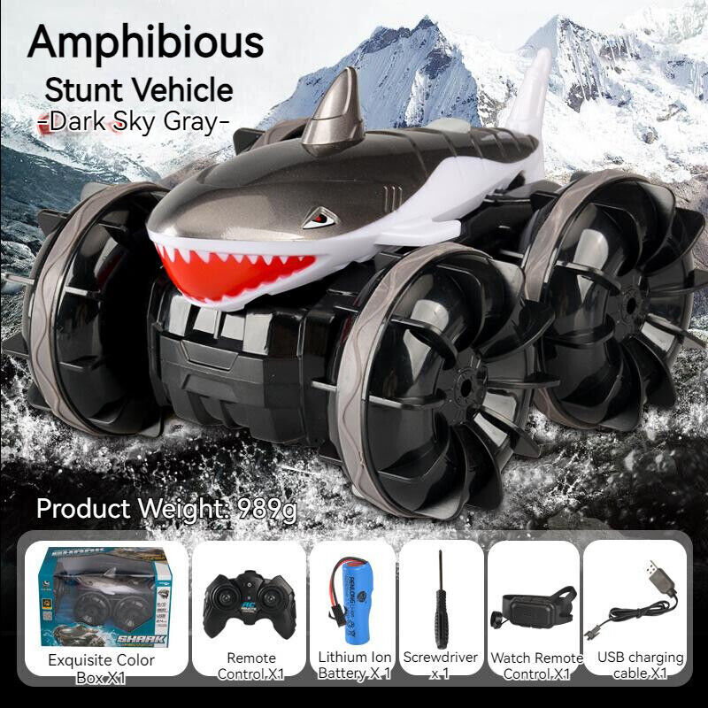 Amphibious Shark Stunt Car Remote Control Wireless Electric Toy Boy Kids Gift