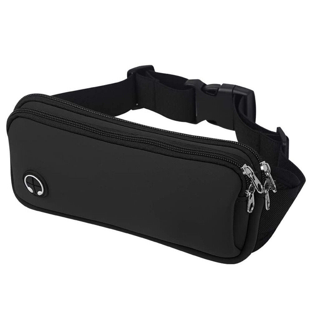Double Tier Zip Belt Pouch Sport Wallet Waterproof Running Pack Travel Waist Bag