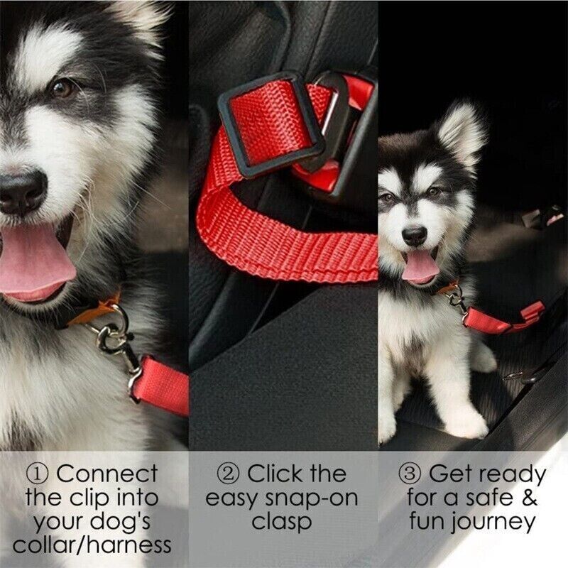 Pet Adjustable Dog Safety Seat Belt Harness Nylon Car Vehicle Clip Travel Leash