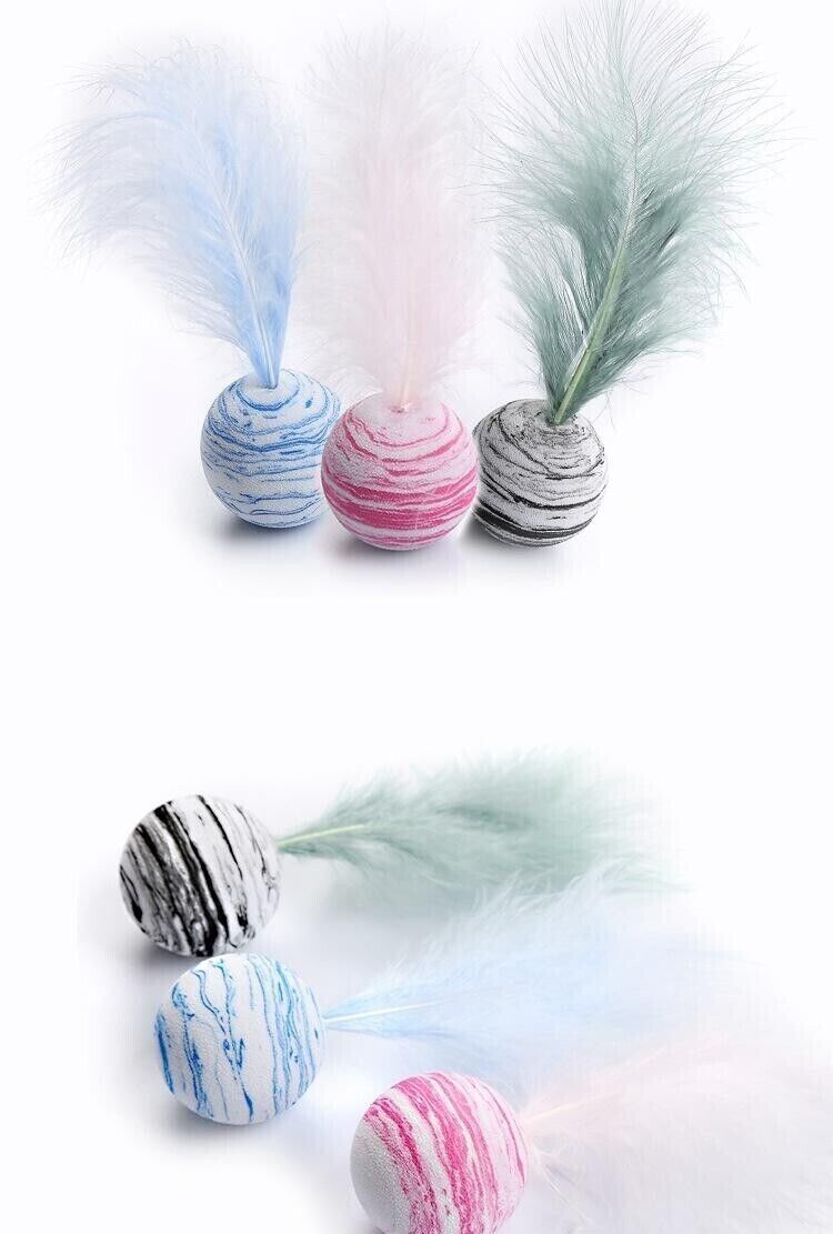 Pet Starry With Feather Toy Ball Toss Cat Interactive Play Relieve Boredom