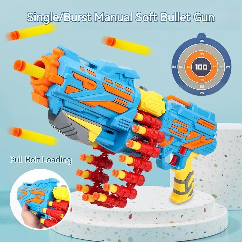 Manual dual mode Soft EVA Bomb bullet gun Continuous Single Shooting Fire Toy