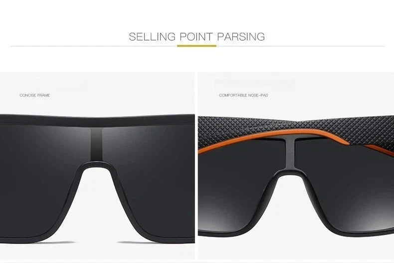 Men Square Flat Top Oversized Outdoor Sport Cycling UV400 Polarized Sunglasses # P0110