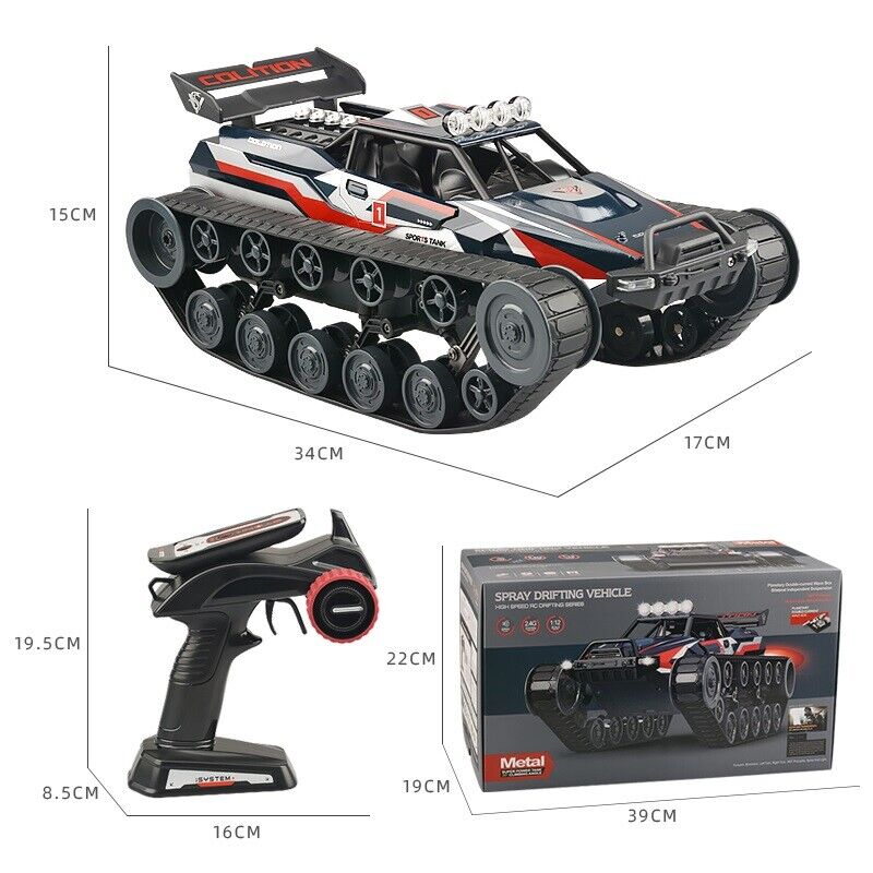 4WD High Speed RC Spray Tank Remote Control Toy Drift Tank Car Crawler Vehicle
