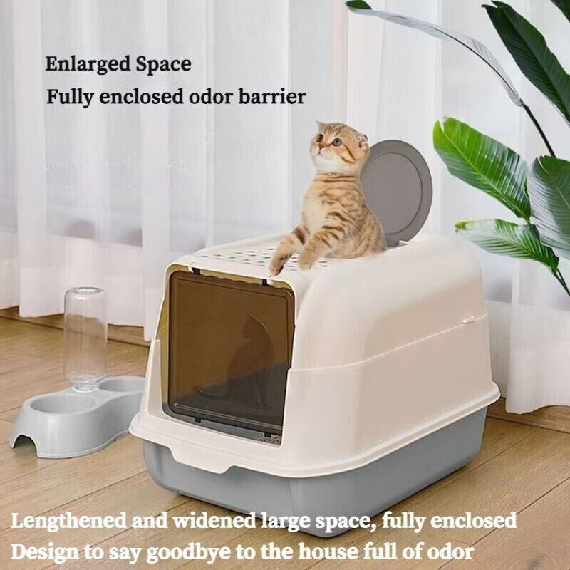 Large Space Fully Enclosed PP Resin Detachable Cat Litter Box Kitty Pet Toilet