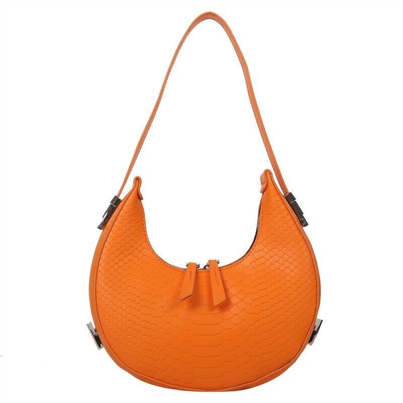 Women's Crocodile Stripe Double Zipper Fashion Personality Underarm Shoulder Bag