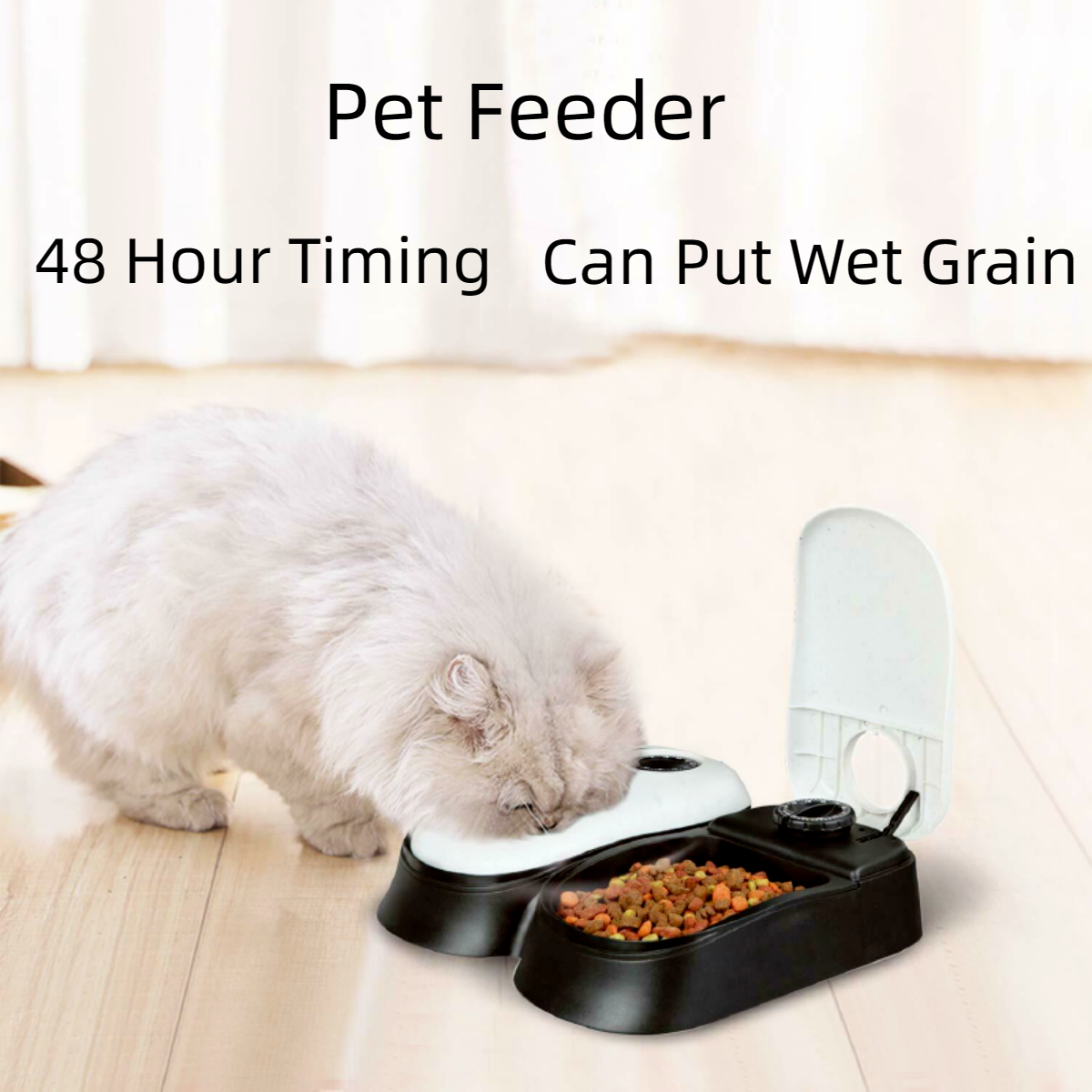 Pet Dog Cat Automatic Open Lid Feeder Intelligent Feeding Machine Food Dispenser