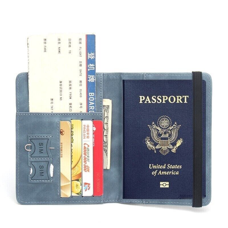 Anti-Magnetic Passport Wallet Holder RFID Blocking Slim ID Card Case Cover PU