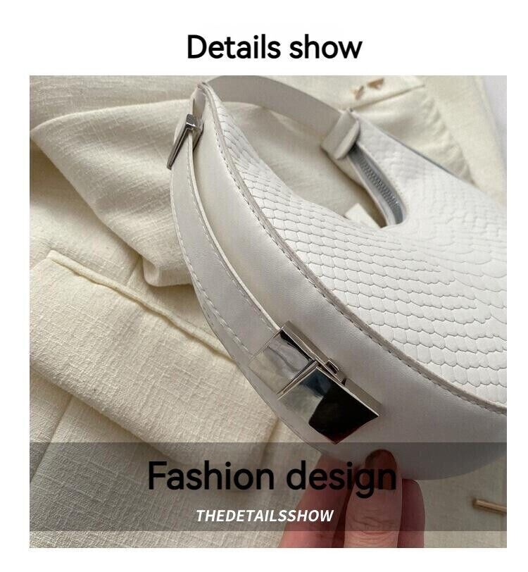 Women's Crocodile Stripe Double Zipper Fashion Personality Underarm Shoulder Bag