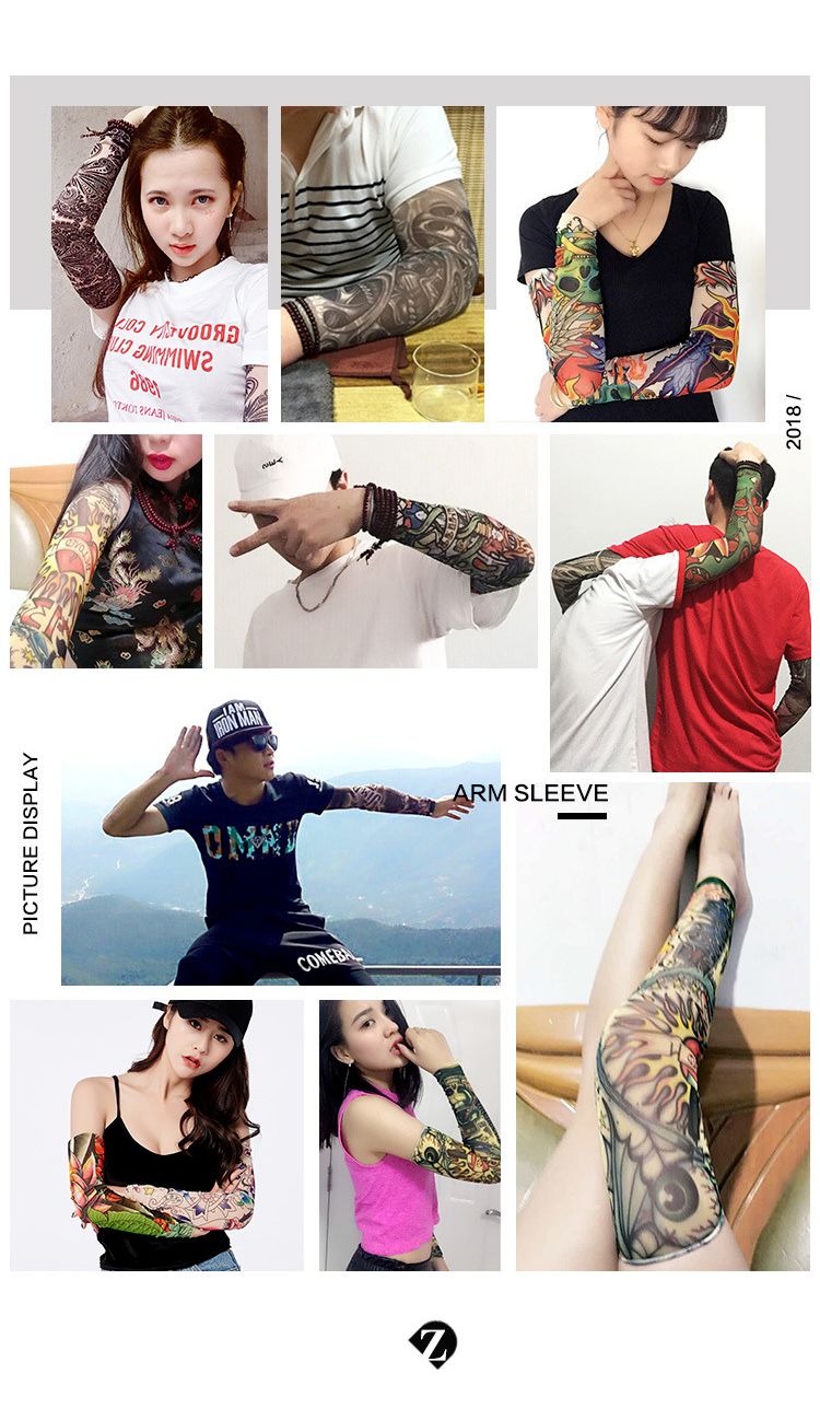 Sunscreen Tatto Arm Stretch Sleeves UV Sun Protect Covers Outdoor Sports Cooling