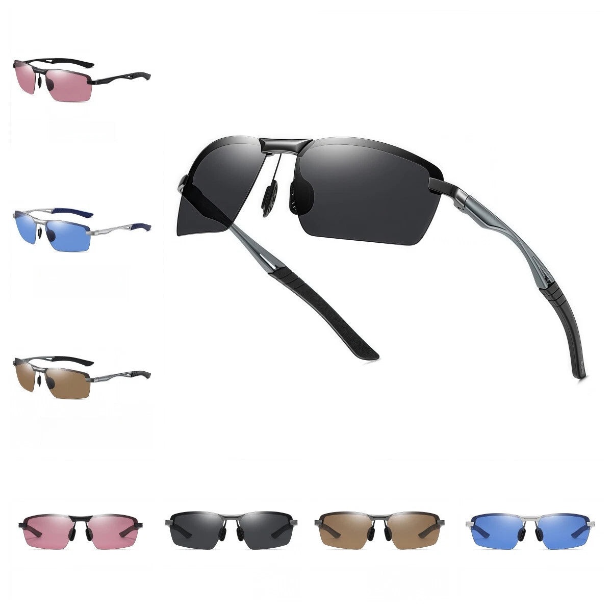 Men Sport Driving Fishing Cycling Polarized Anti Glare UV400 Rimless Sunglasses #3391