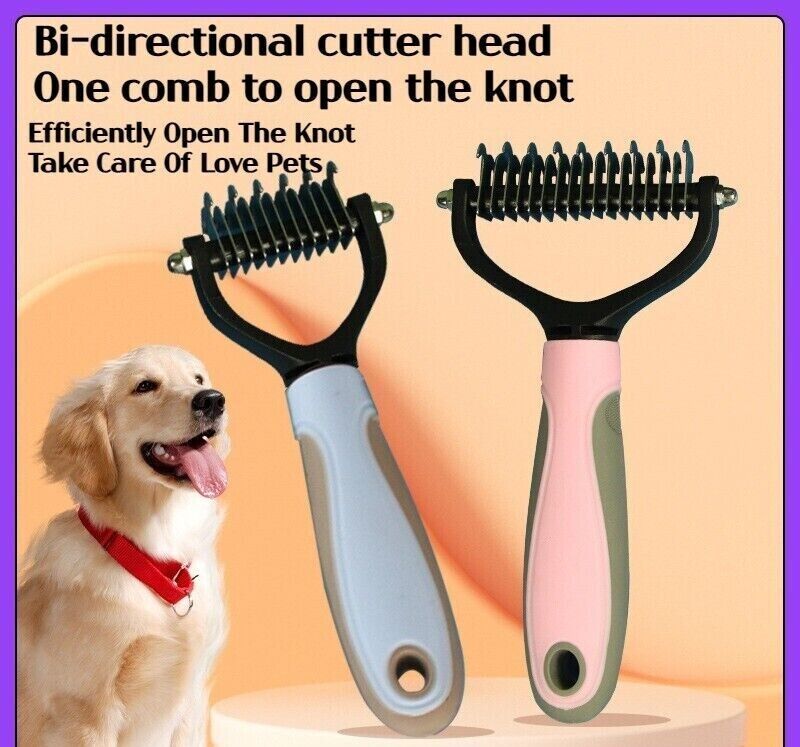 Pet Double-Sid Grooming Comb Brush Undercoat Rake Dematting Trimmer Dog Cat Tool