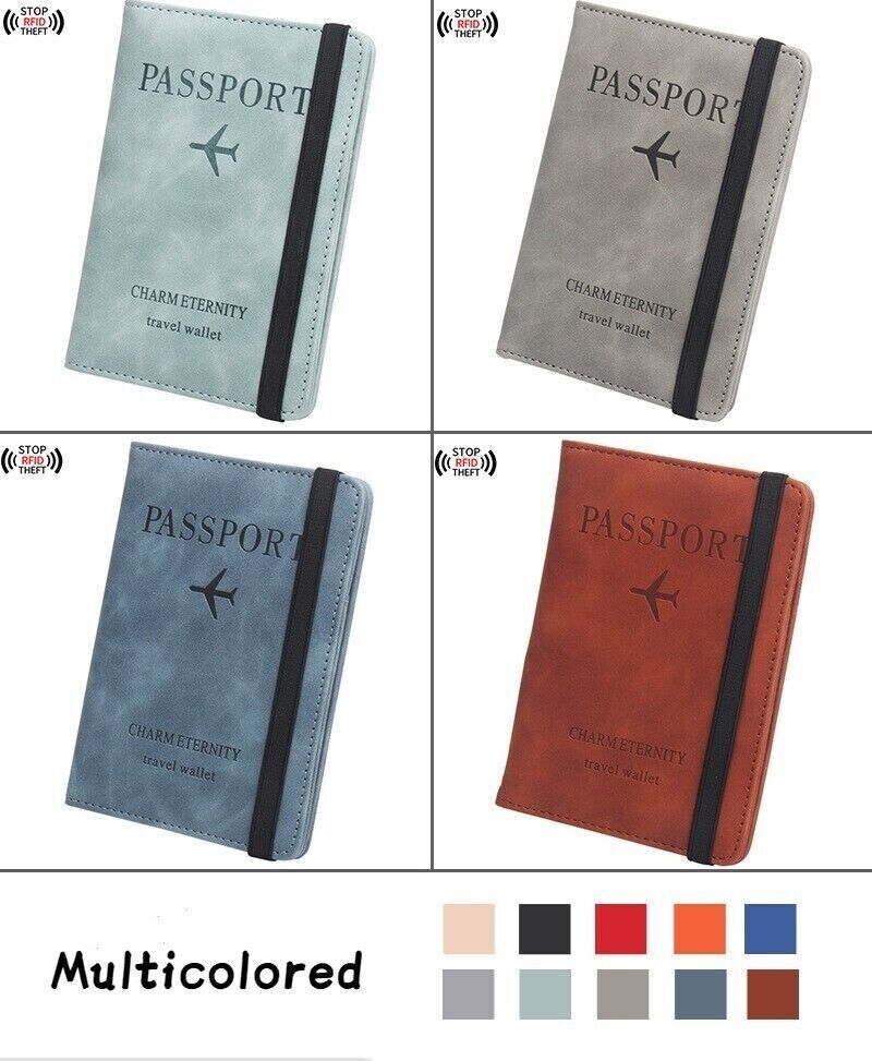 Anti-Magnetic Passport Wallet Holder RFID Blocking Slim ID Card Case Cover PU