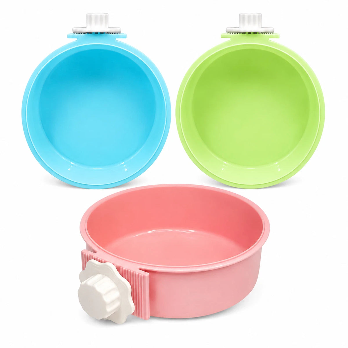 3 x 850ml Cage Hanging Pet Bowl Rabbit Guinea Pig Food Water Feeder Assorted