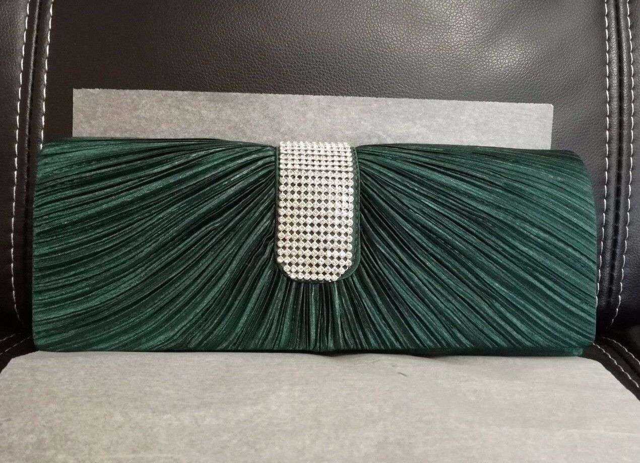 BRAND NEW Shining Satin Ladies Evening Clutch Bag Wedding Bridal Chain Handbag