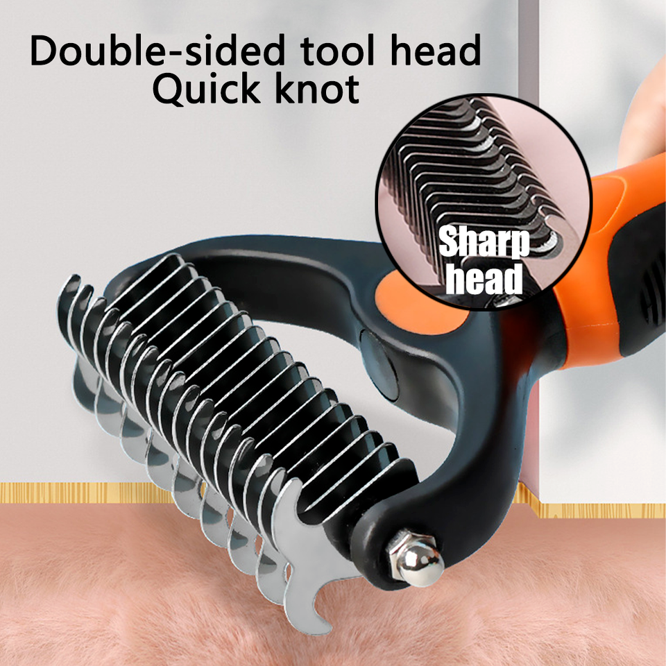 Pet Double-Sid Grooming Comb Brush Undercoat Rake Dematting Trimmer Dog Cat Tool