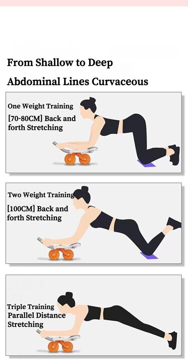 Automatic Rebound Wheel Roller Abdominal Ab Fitness Training Anti Slip Equipment