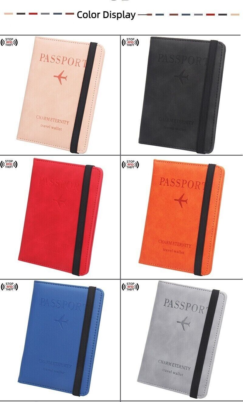Anti-Magnetic Passport Wallet Holder RFID Blocking Slim ID Card Case Cover PU
