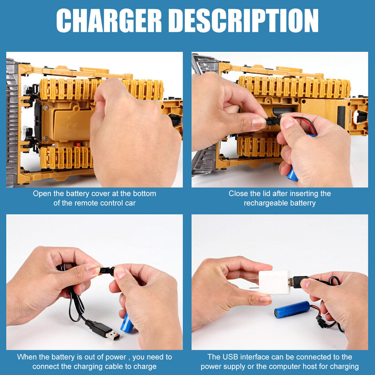 1:24 RC Excavator Remote Control Electric Crawler Alloy Engineering Bulldozer